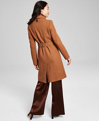 Womens Wool Blend Belted Wrap Coat