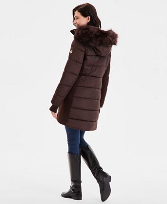 Women's Faux-Fur-Trim Hooded Puffer Coat